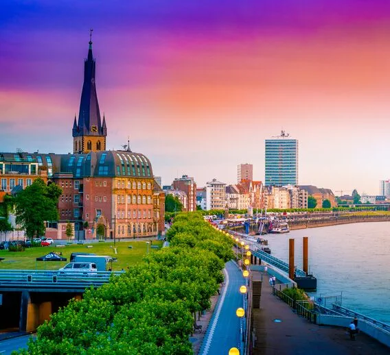A sunset view of  Dusseldorf